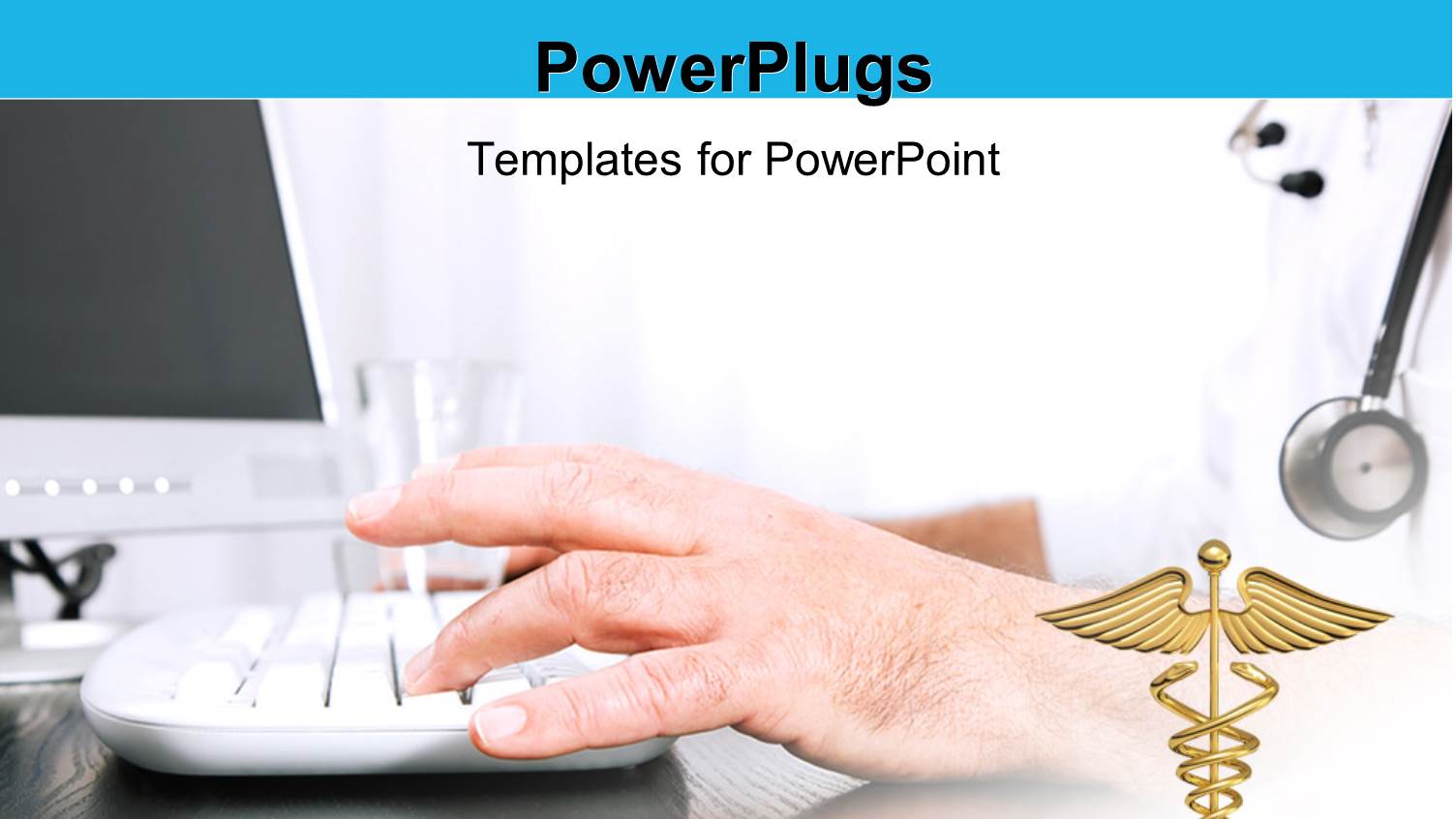 a Man Wearing a Stethoscope Typing on a Computer and