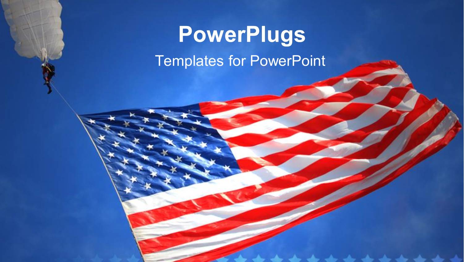 Man with a White Parachute Holding an American Flag