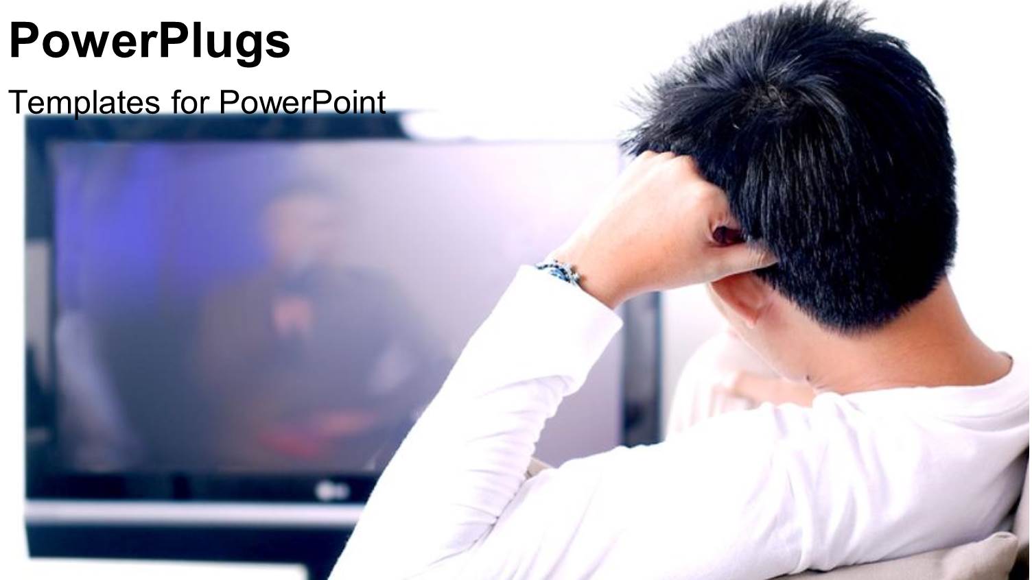 Man in White Shirt Sitting and Watching Flat Screen Television