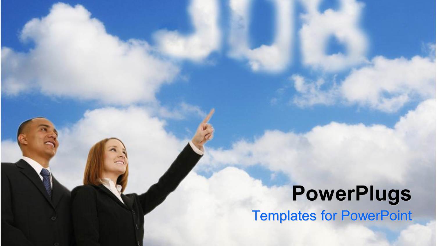 Man and Woman in Business Attire Looking at Clouds