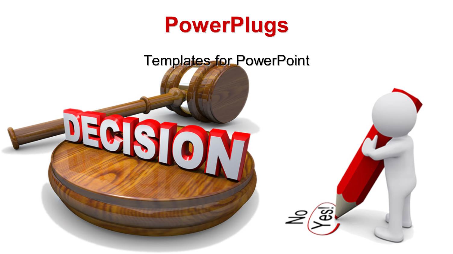 Hammer and Gavel with 3D Man Faced with Crucial Decision