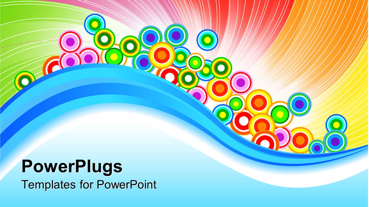 Many Clustered Multi Colored Circles in Colorful Wavy Background