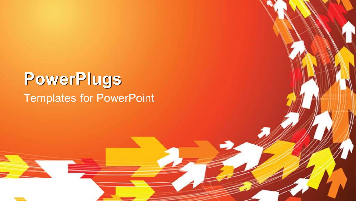 Many Colorful Arrows Pointing Same Direction in Orange Background