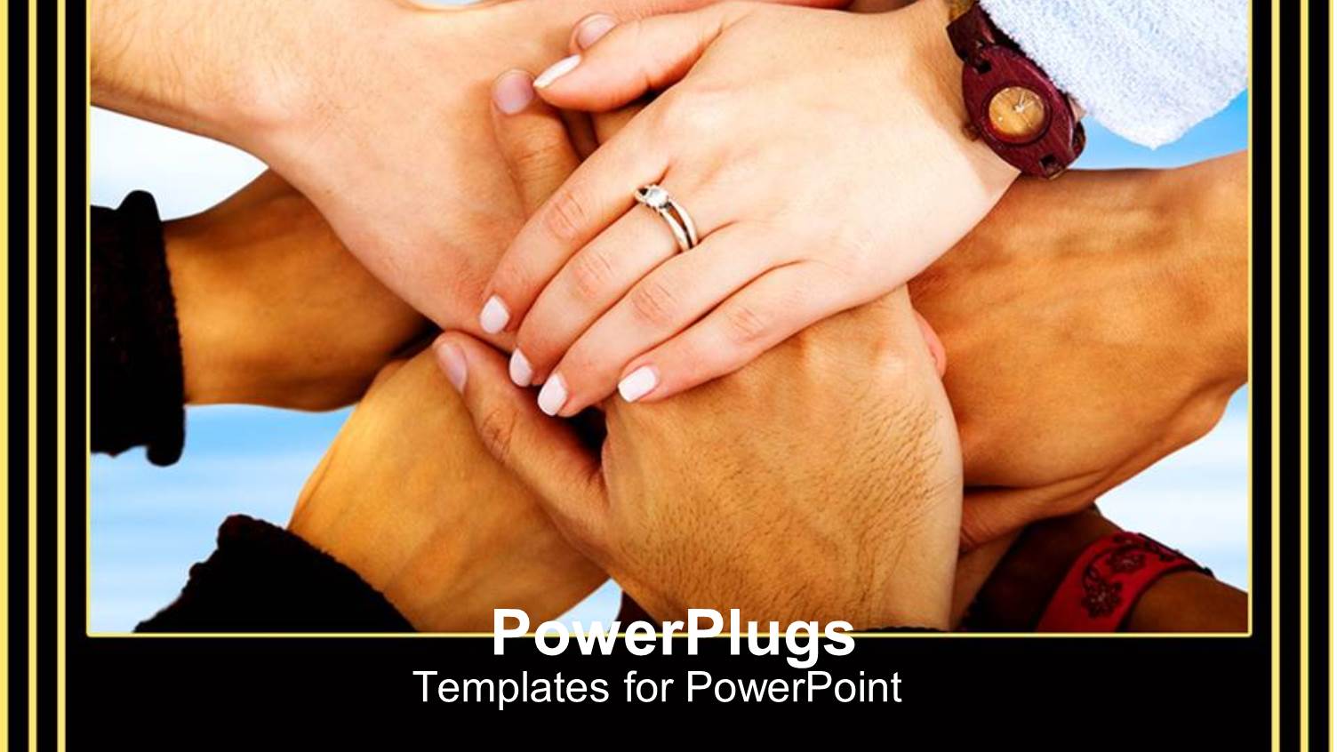 Many Hands Placed Together as a Symbol of Teamwork