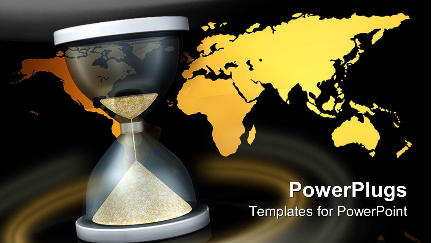 the Map of the Earth in a Golden Form with an Hourglass