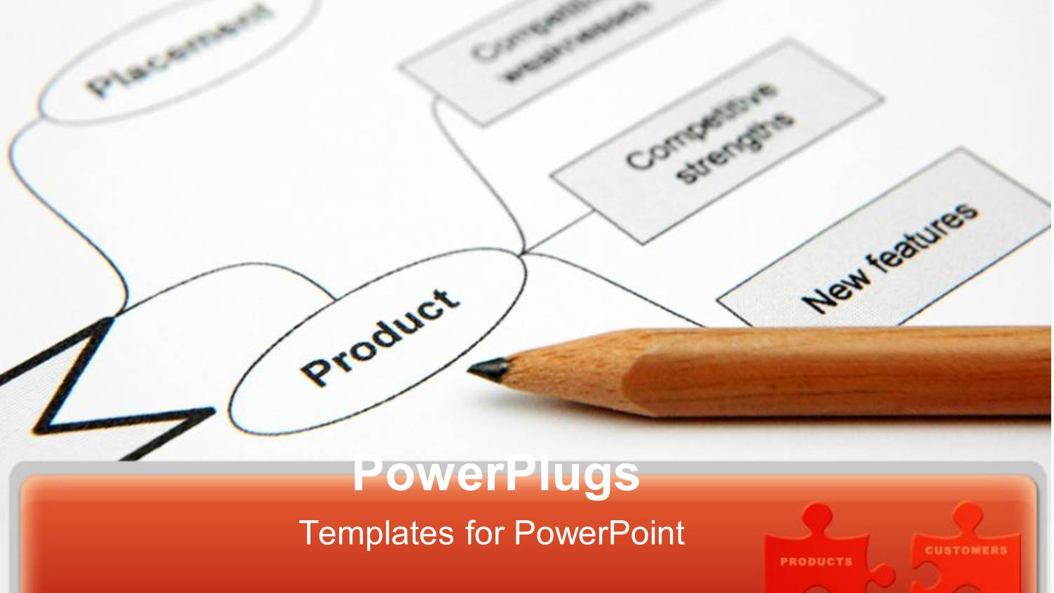 Marketing Strategy Diagram with Pencil, Product Customer Puzzle Pieces