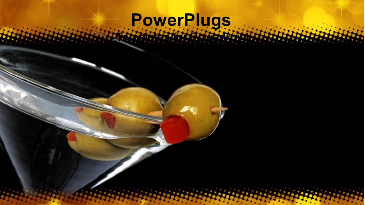 Martini Glass with Three Olives, Gold Lights