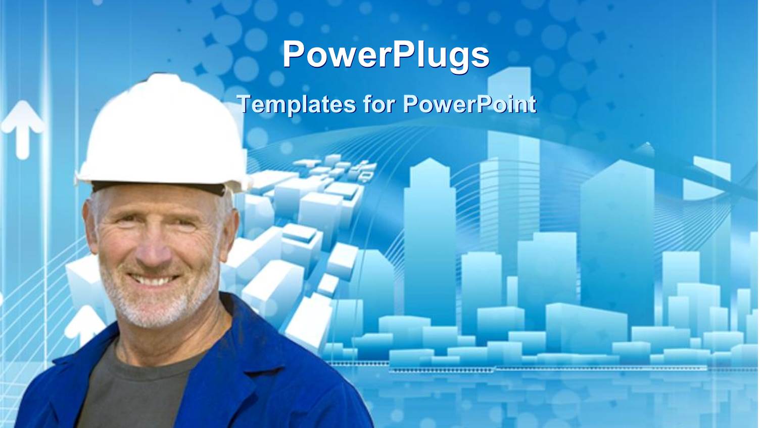 Matured Elderly Construction Worker in Blue Overall Smiling Happily