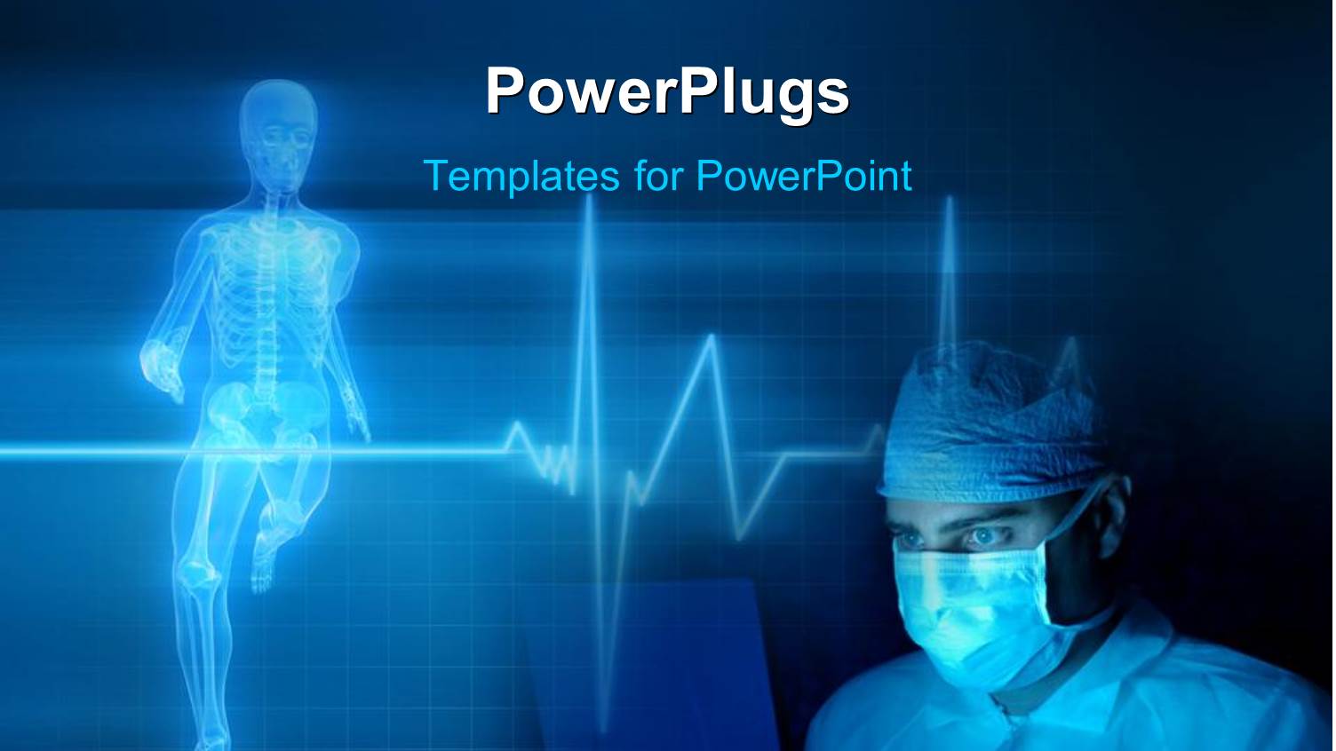 Medical Background with a Heart Beat / Pulse with a Skeleton, Heart Rate Monitor Symbol Along with a Doctor