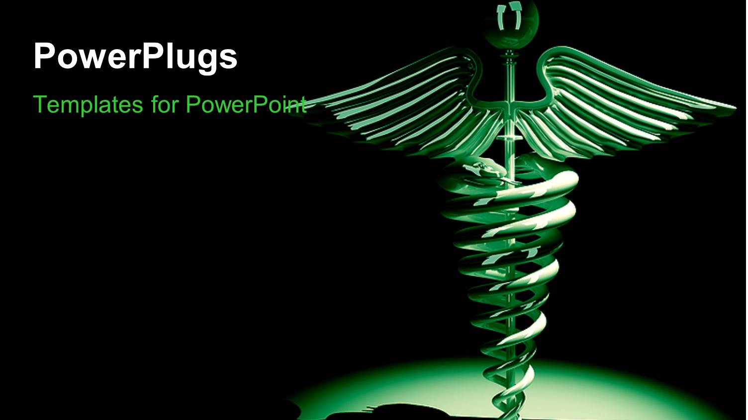 Medical Caduceus Symbol in Green on a Black Background