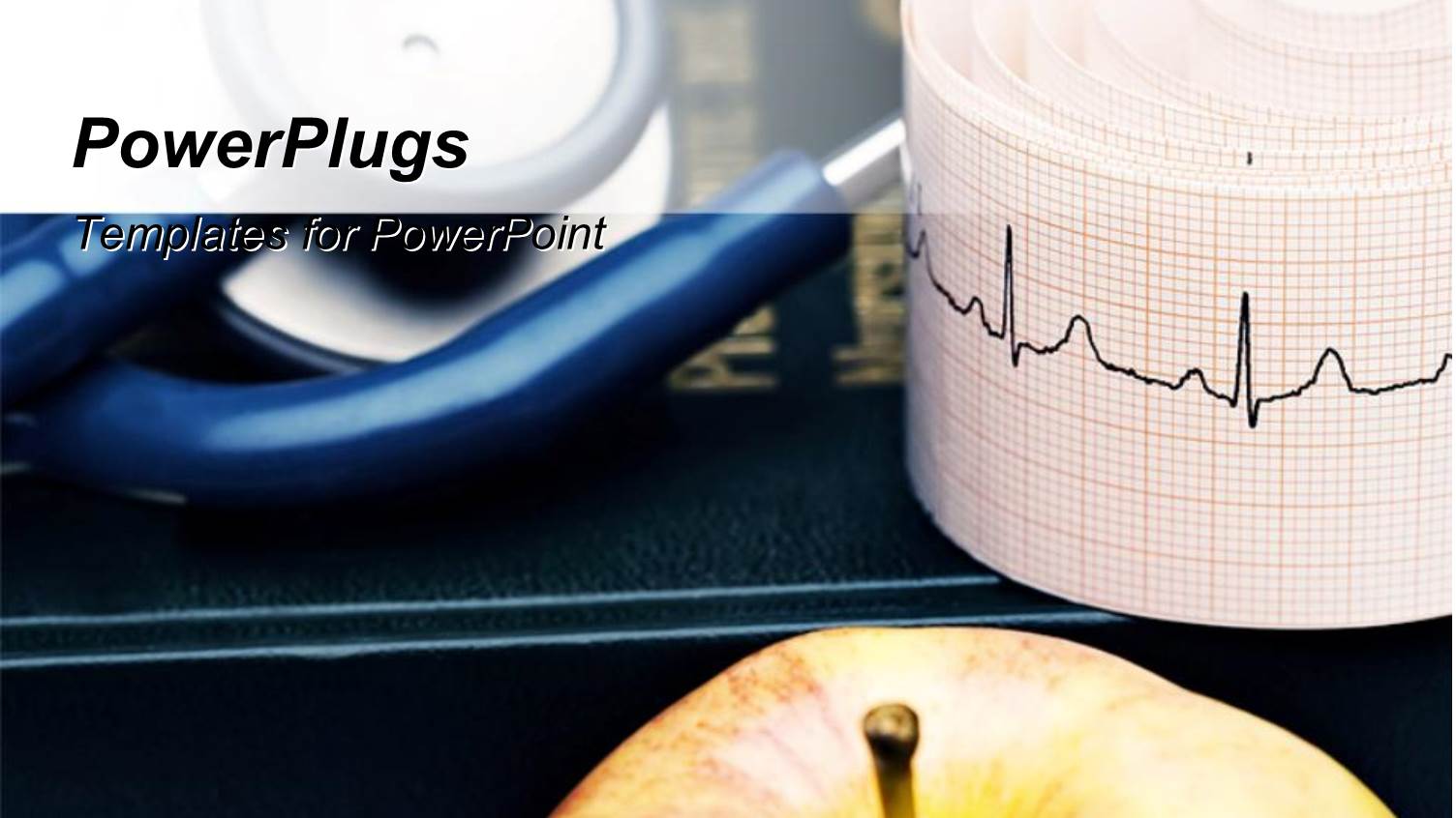 Medical Depiction with Close-up of Apple, Stethoscope and Chart
