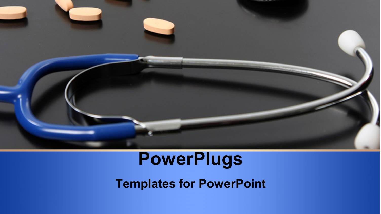 Medical Depiction with Stethoscope and Pills on Black Surface