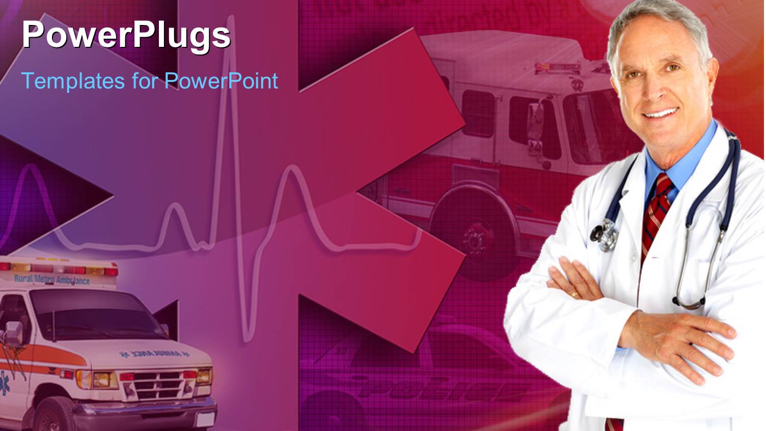 Medical Doctor with Cadiogram Pulse and Emergency Ambulance in Background 