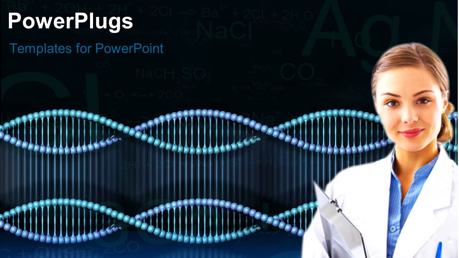 Medical Doctor with DNA Strands and Chemical Formulas on Black Background