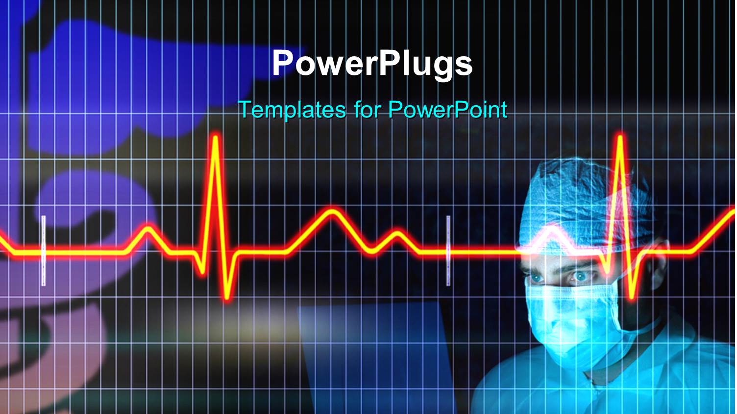 Medical Doctor with Nose Mask with Cardiogram Pulse on Black Surface  