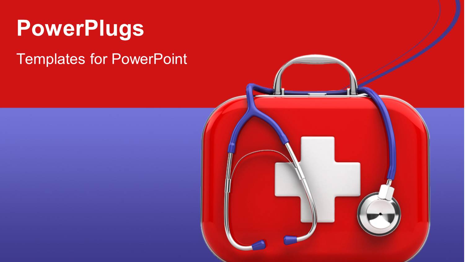 Medical First Aid Box with Stethoscope on Red and Blue Background