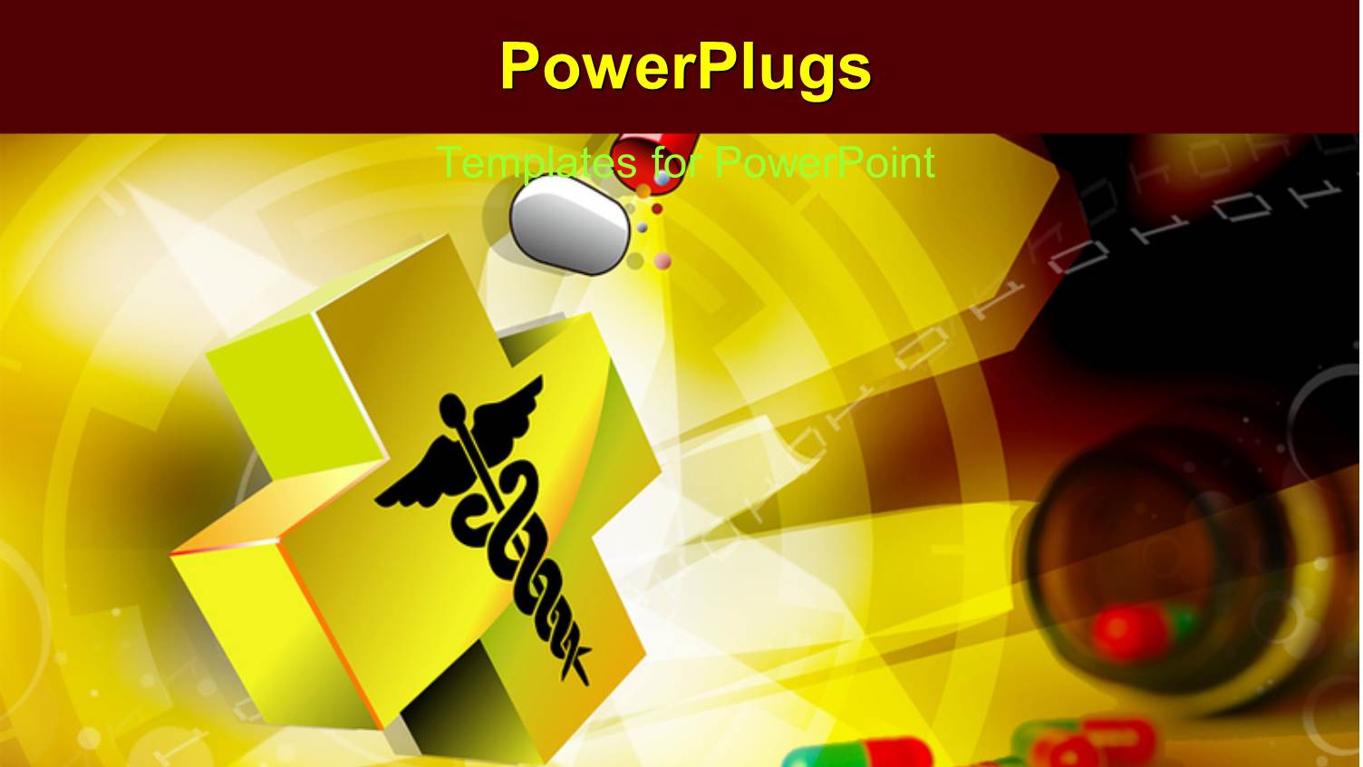 a Medical Sign with Capsules in the Background and Place for Text