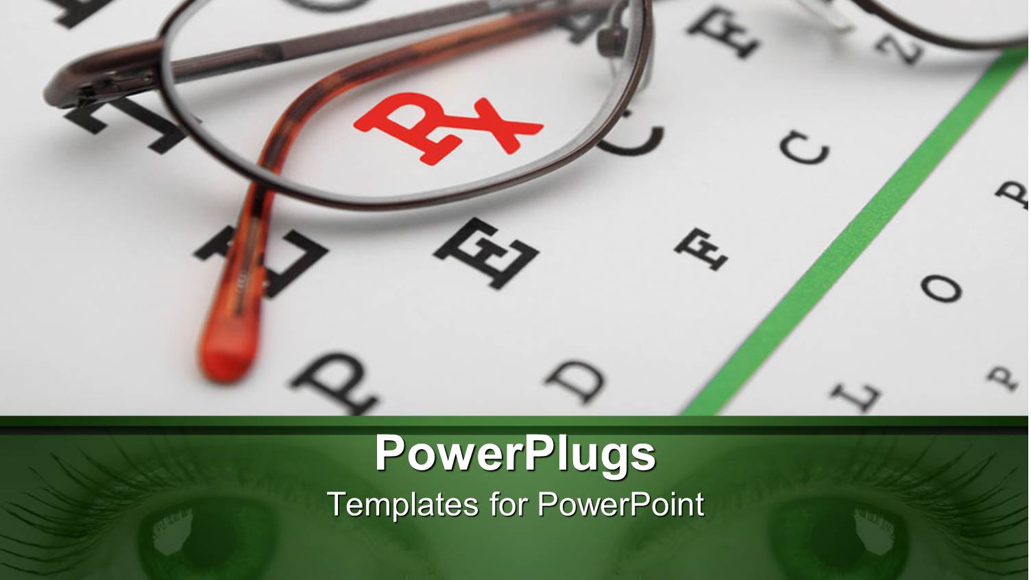 Medical Theme Ophthalmology Eyeglasses on Eye Checking Report Paper and Eyes Under Green Glassy Band