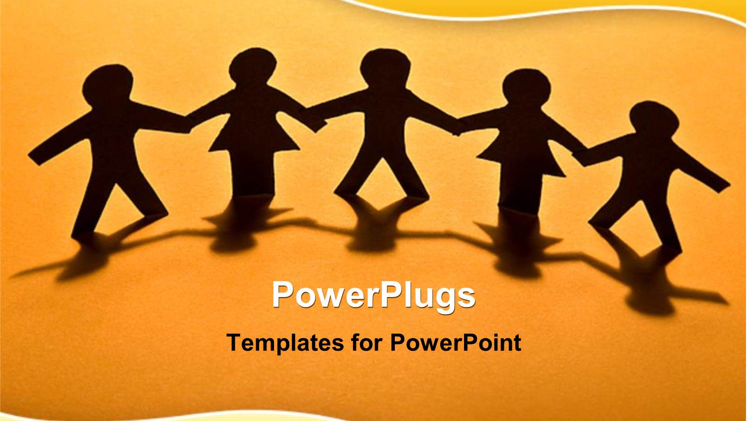 Men Made Out of Paper Hold Hands on Orange Background