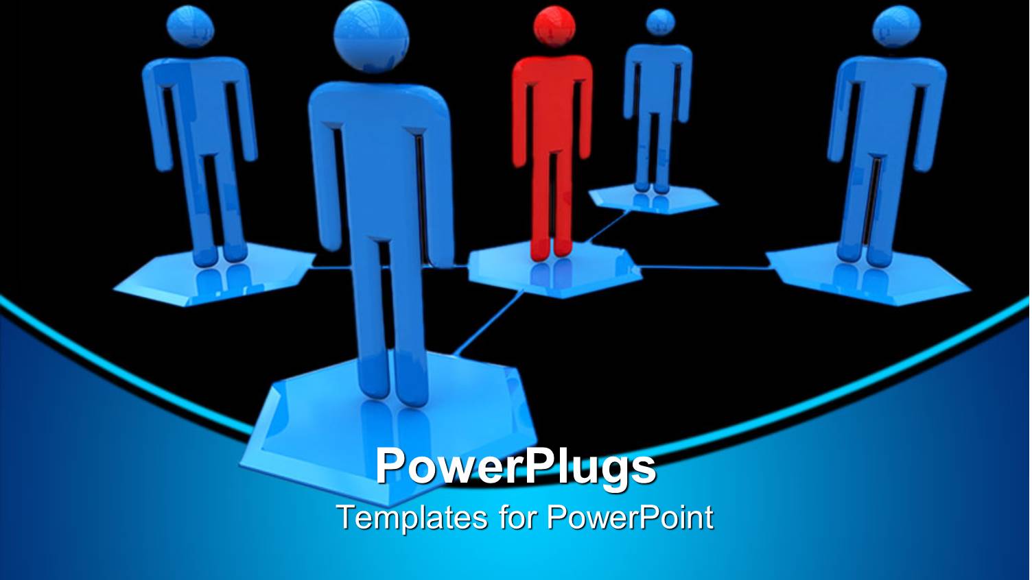Men Standing on Hexagons Connected Together in Star Network Topology 