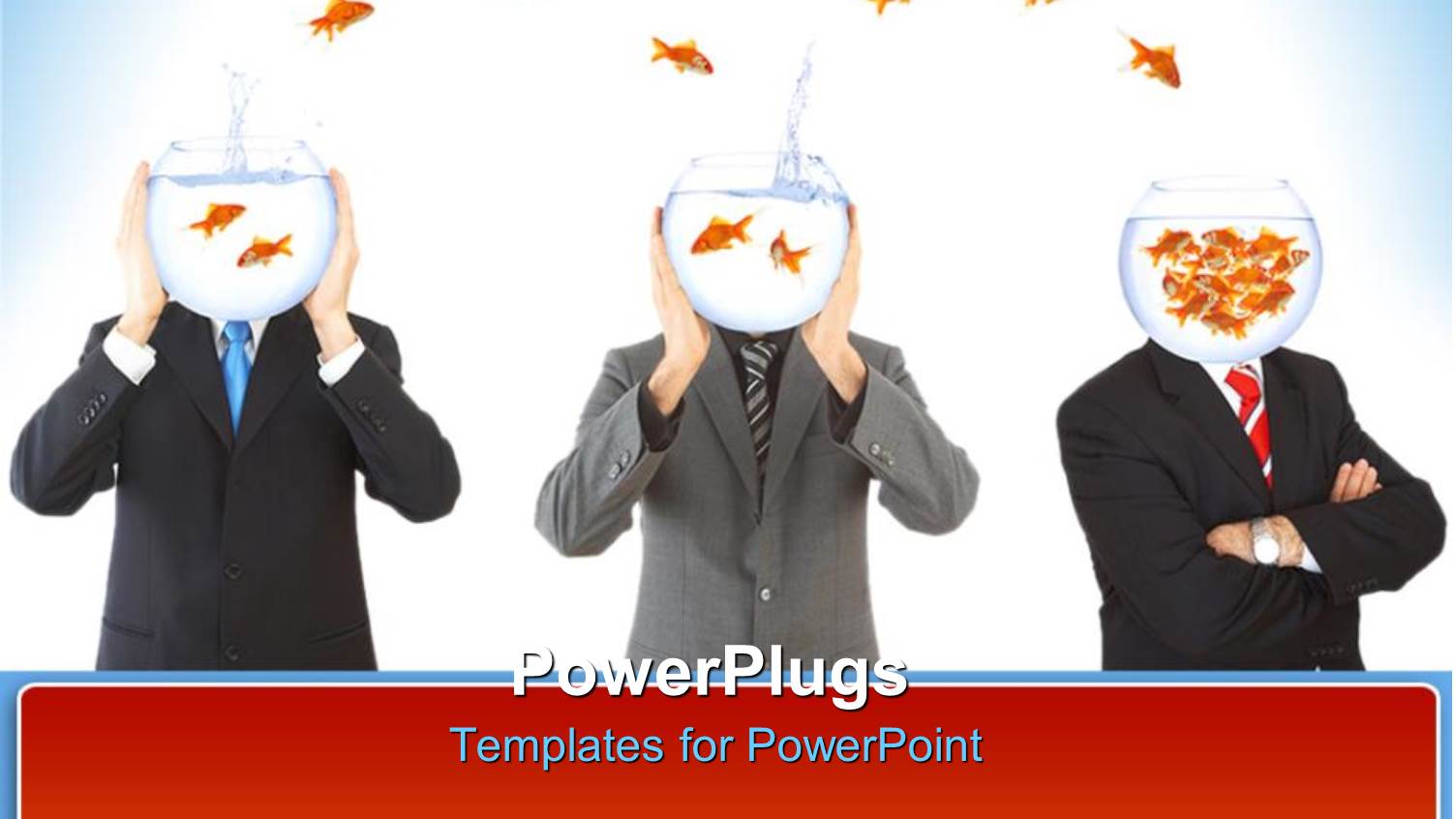 Men in Suit Covers Face with Beaker Filled with Water and Goldfish