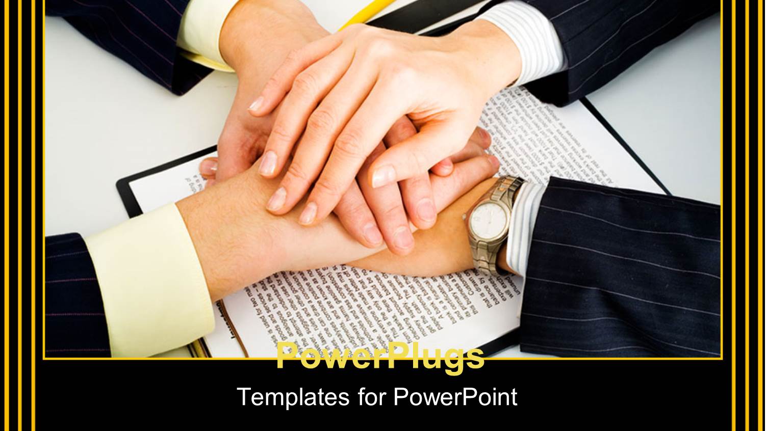 Men in Suits Holding their Hands Over Printed Contract on White Surface