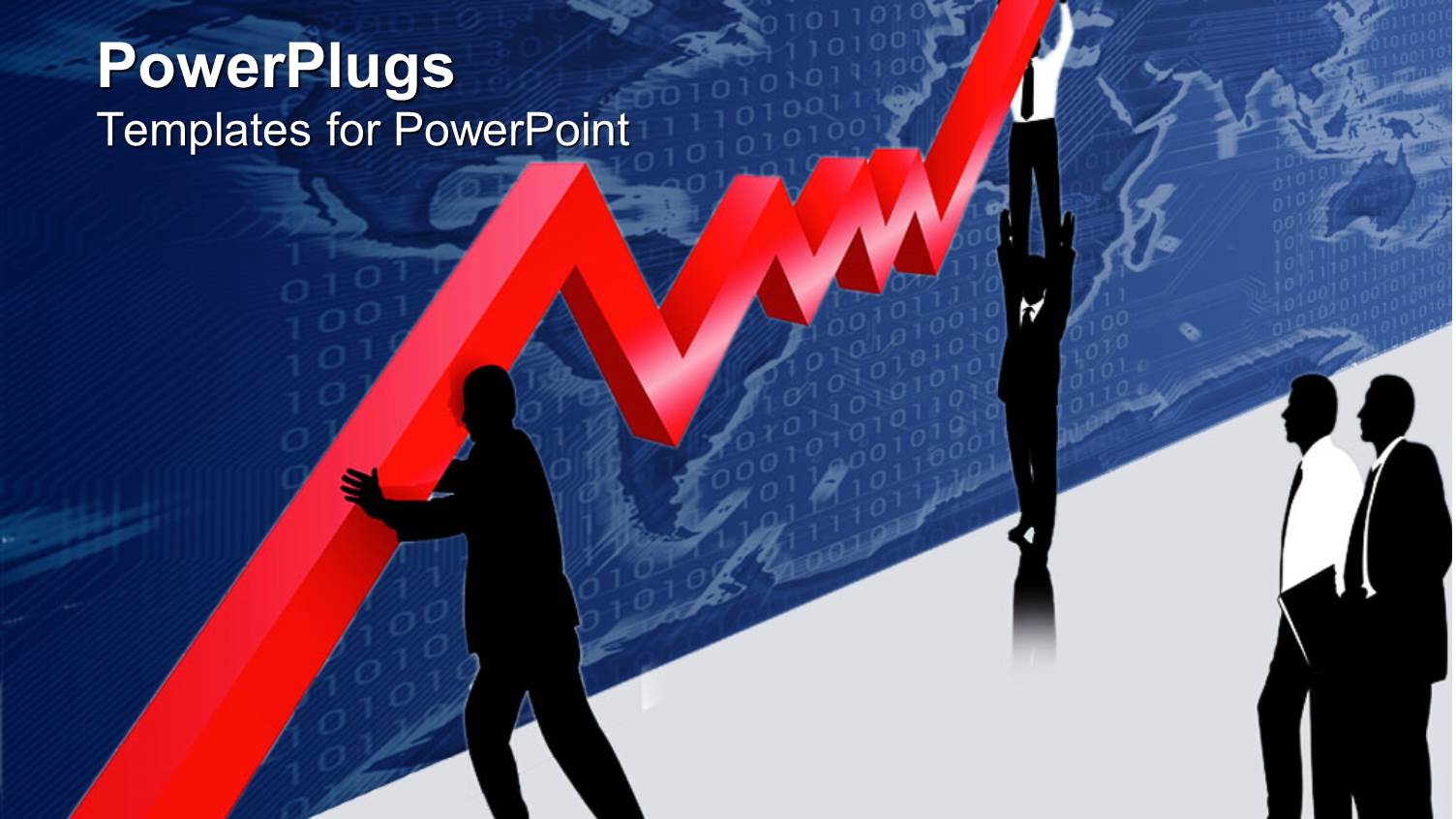 Men in Suits Trying to Lift huge Graph Curve with Others Watching