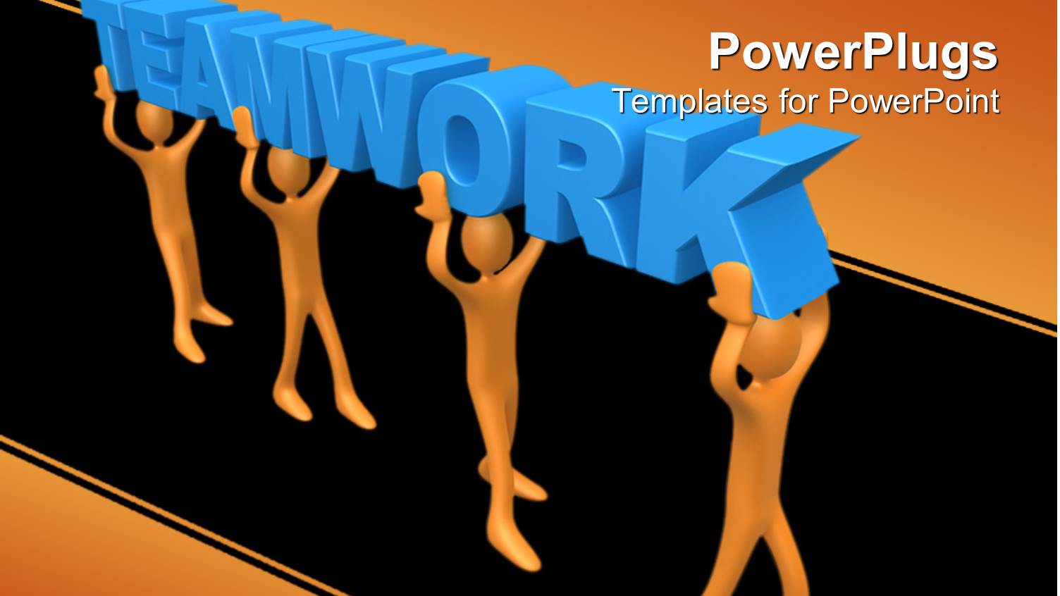 Men Walk in Unison Carrying 3D Teamwork Above Heads