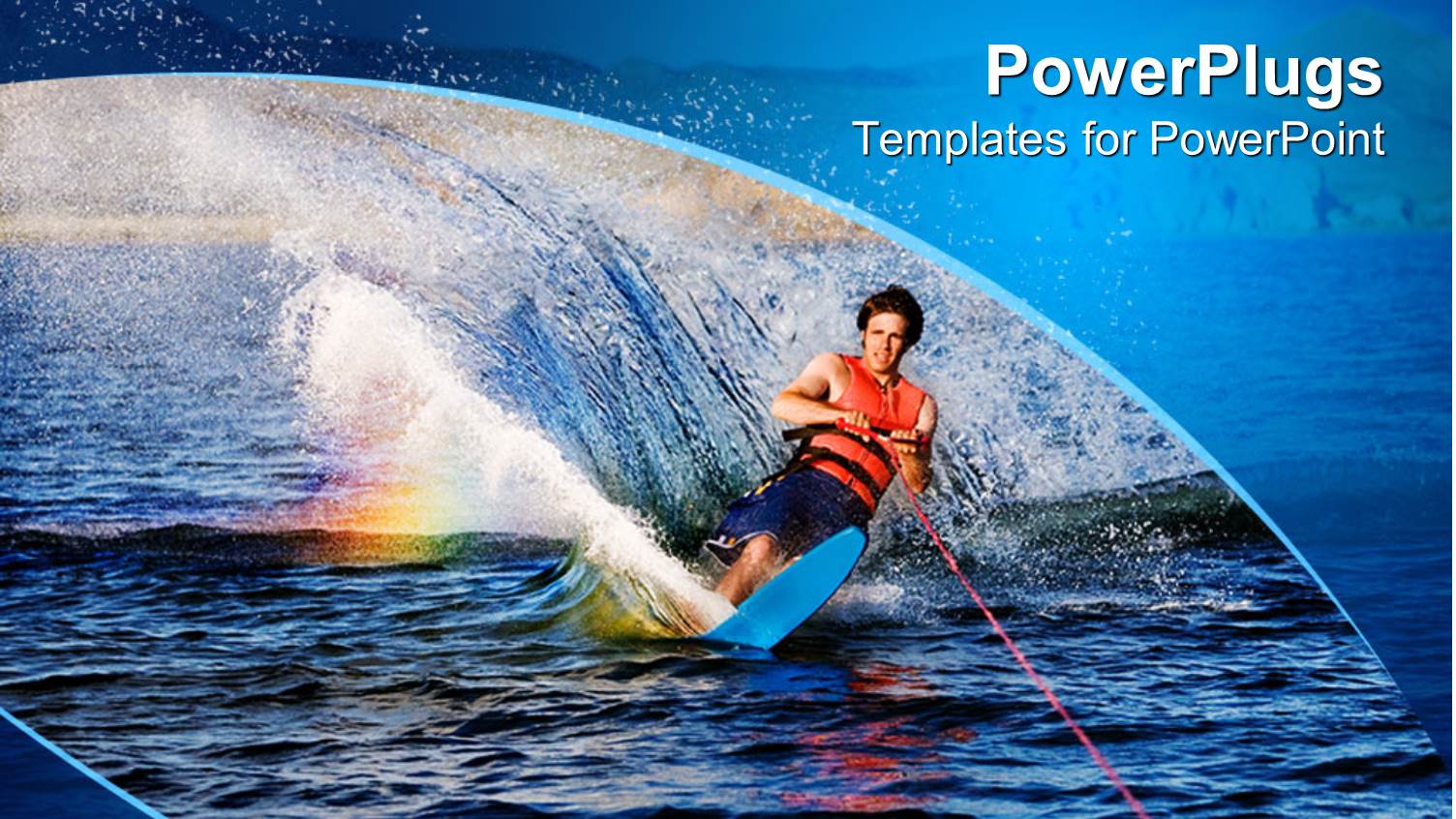 Men Water Skiing Forming Splash of Water and Wave