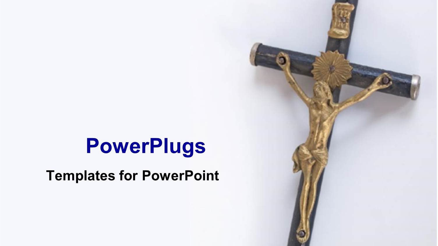 Metal Crucifix with Gold Plated Jesus on Cross in White Background