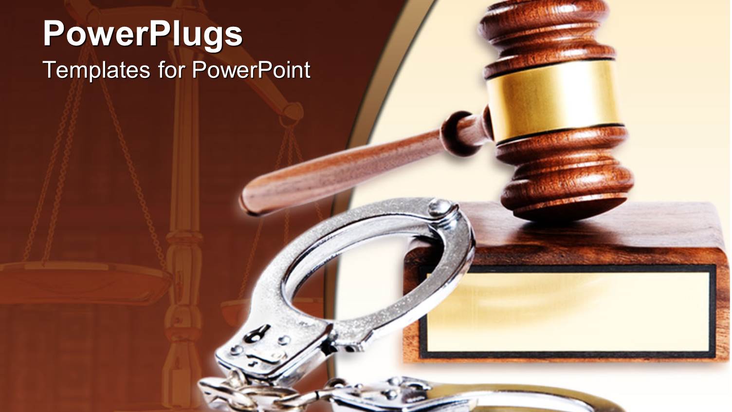 Metal Handcuffs Next to Wooden Gavel and Block