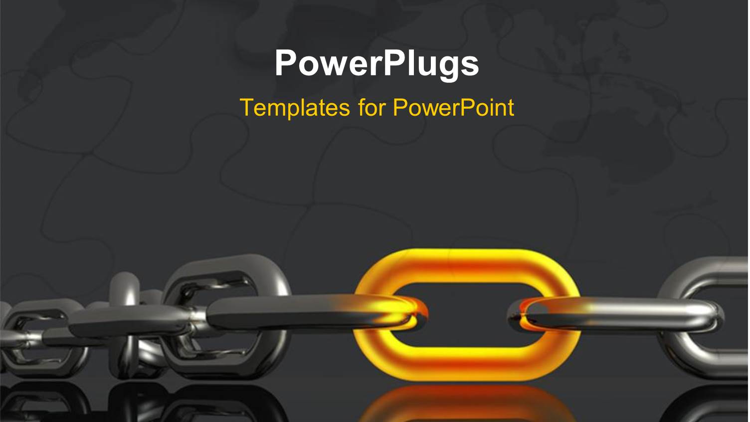 Metallic Chain with Distinct Yellow Piece and Reflection in Background