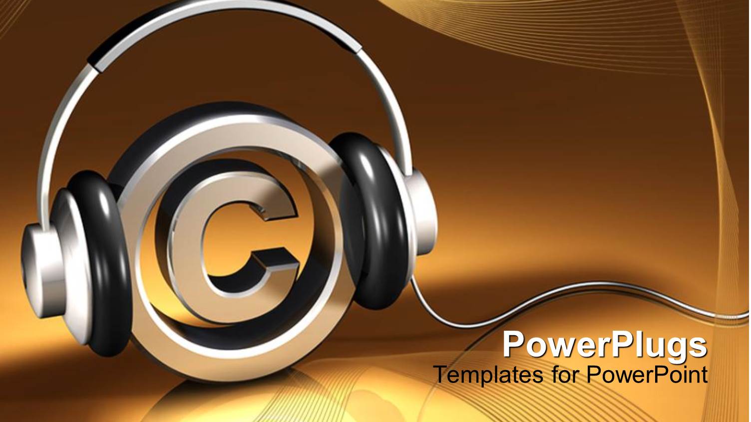 Metallic Circle with a Copywrite Symbol with Headphones on it