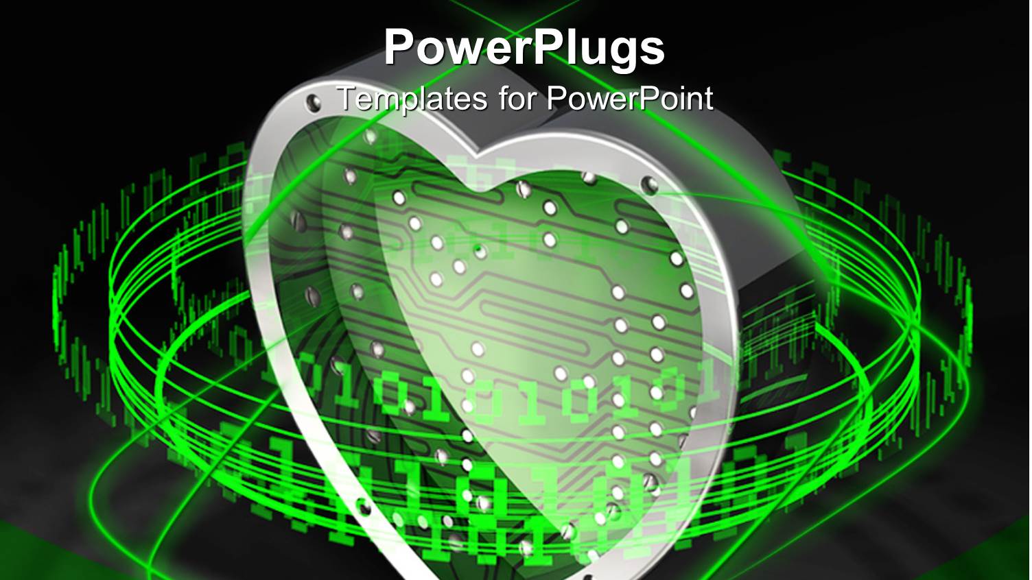 Metallic Heart Shaped Symbol with Lots of Binary Codes