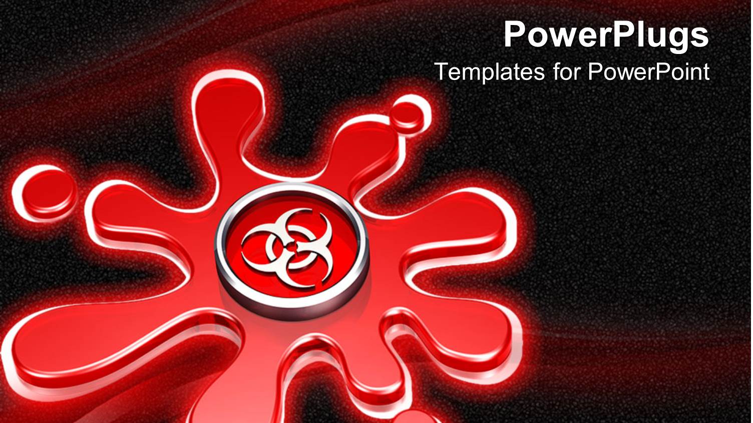 Metallic Silver Biohazard Symbol on Red Splatter