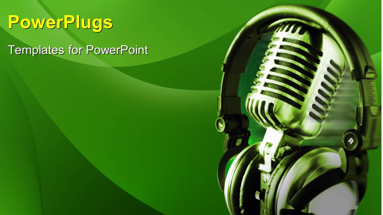 a Mic and Headphones with Greenish Background