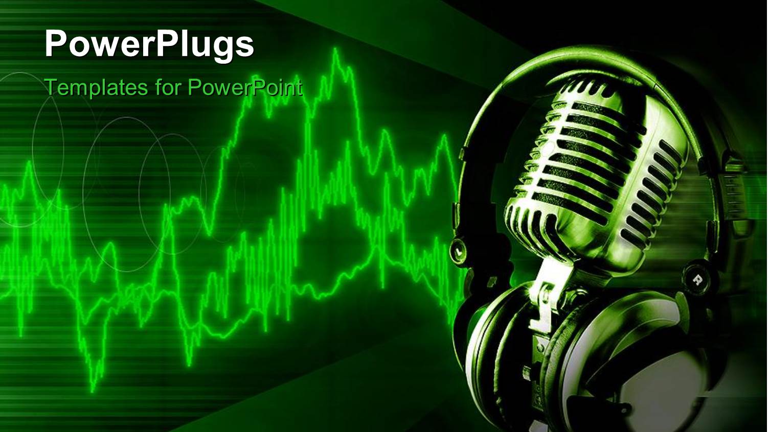 Microphone with a big Headphone Over it on a Green Background