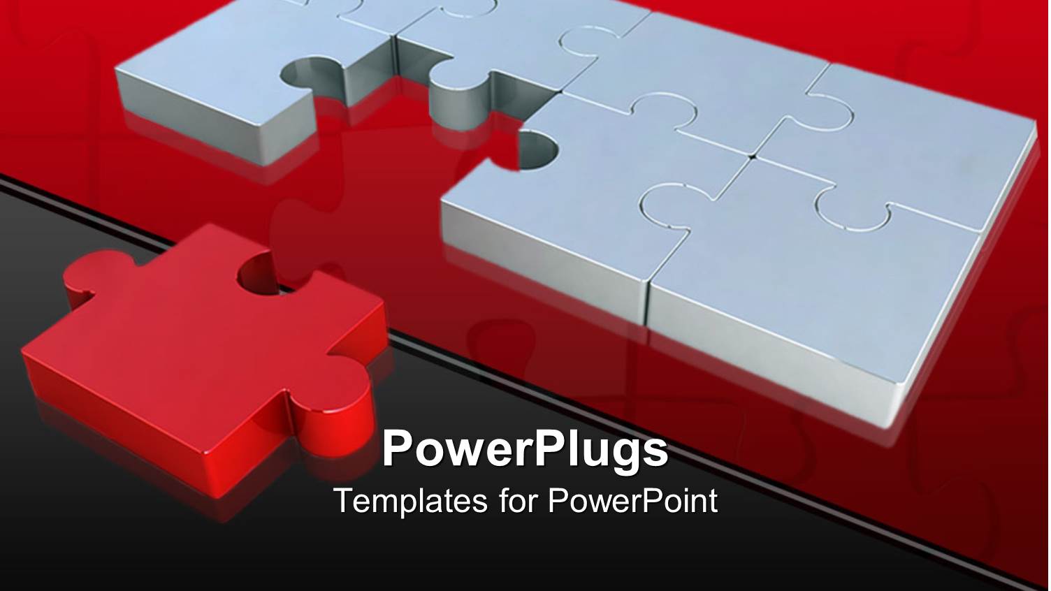 Missing Red Colored Piece of Chrome Jigsaw Puzzle on Black Background 