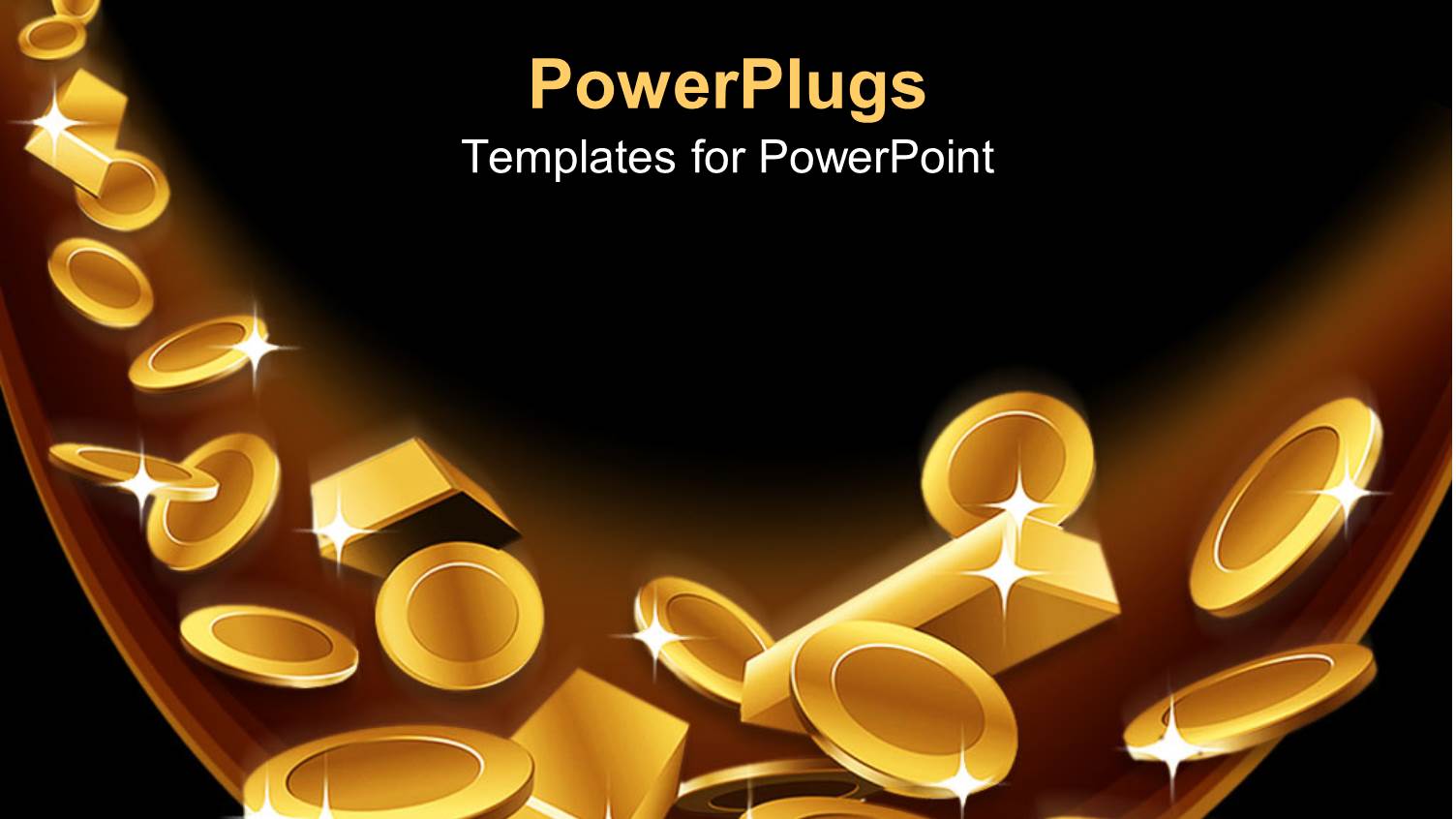 Mix of Gold Coins and Gold Bars on Dark Brown Bended Band on Black Background