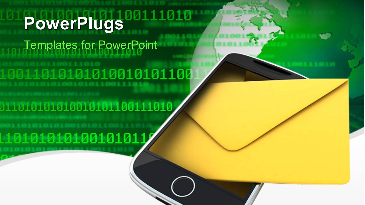 Mobile with a Message on a Green Binary Background with a Globe