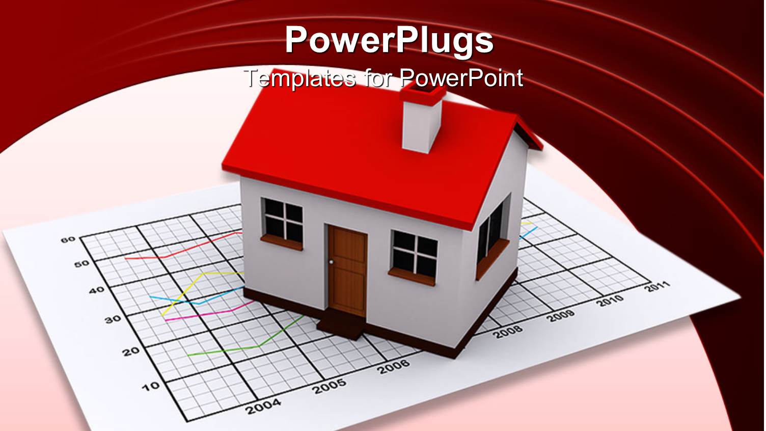 Model House on Line Graph, Pink Background