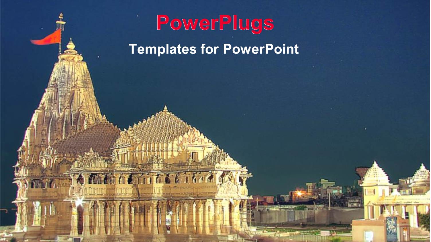 Modern Design of Temple of Somnath in Gold with Green Garden