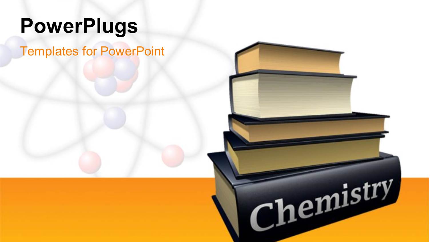 Molecular Structure of an Atom in Background with Pile of Chemistry Books