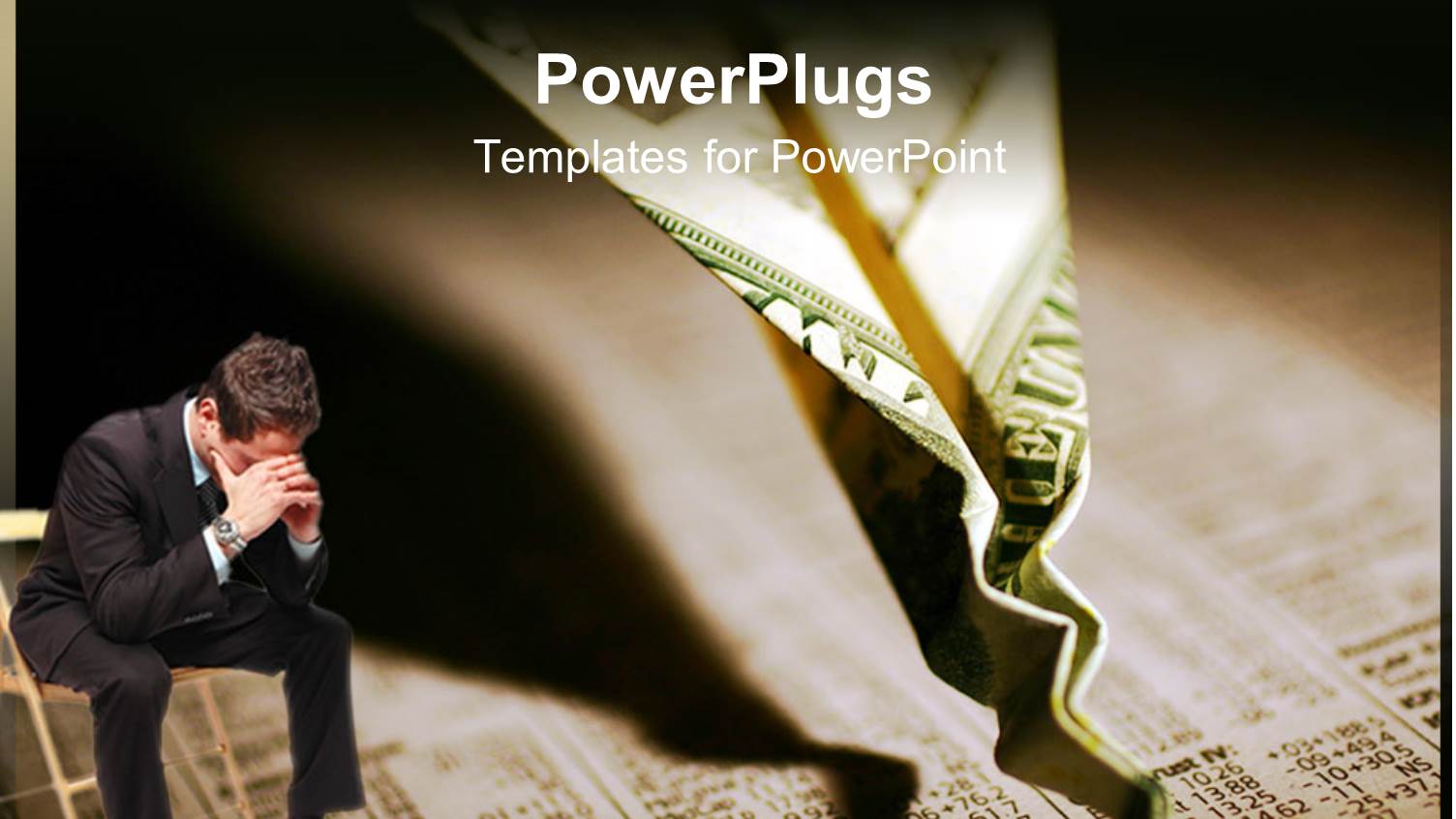 Money and Finance Depiction. Business Man Thinking about Stock Market Crash