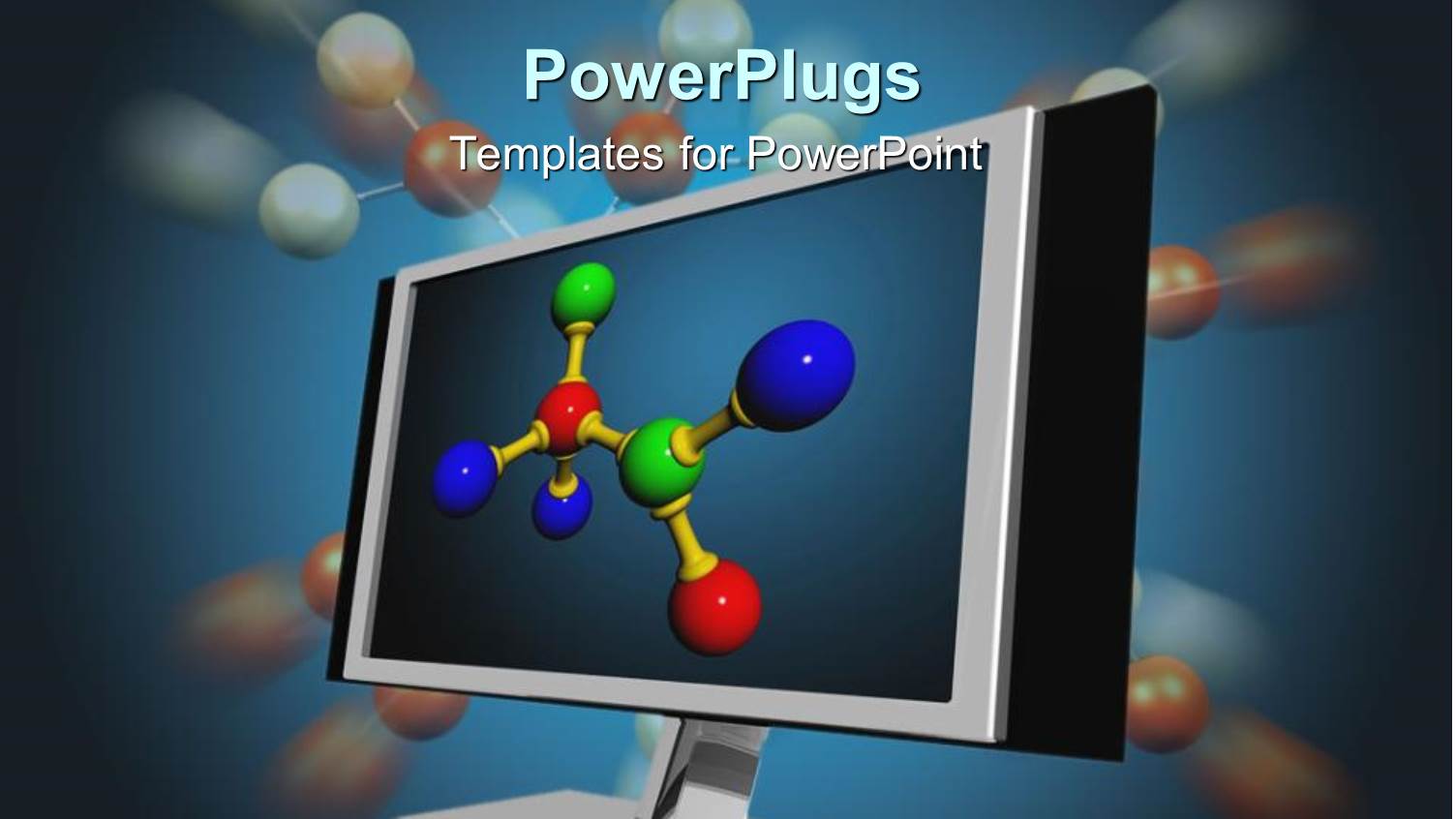 a Monitor with Chemical Structures in the Background