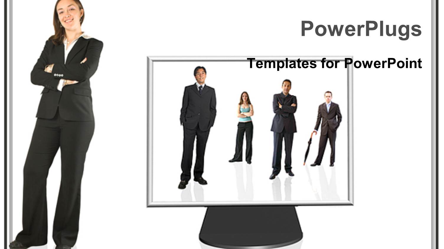 a Monitor with Five Humans Standing in Different Positions