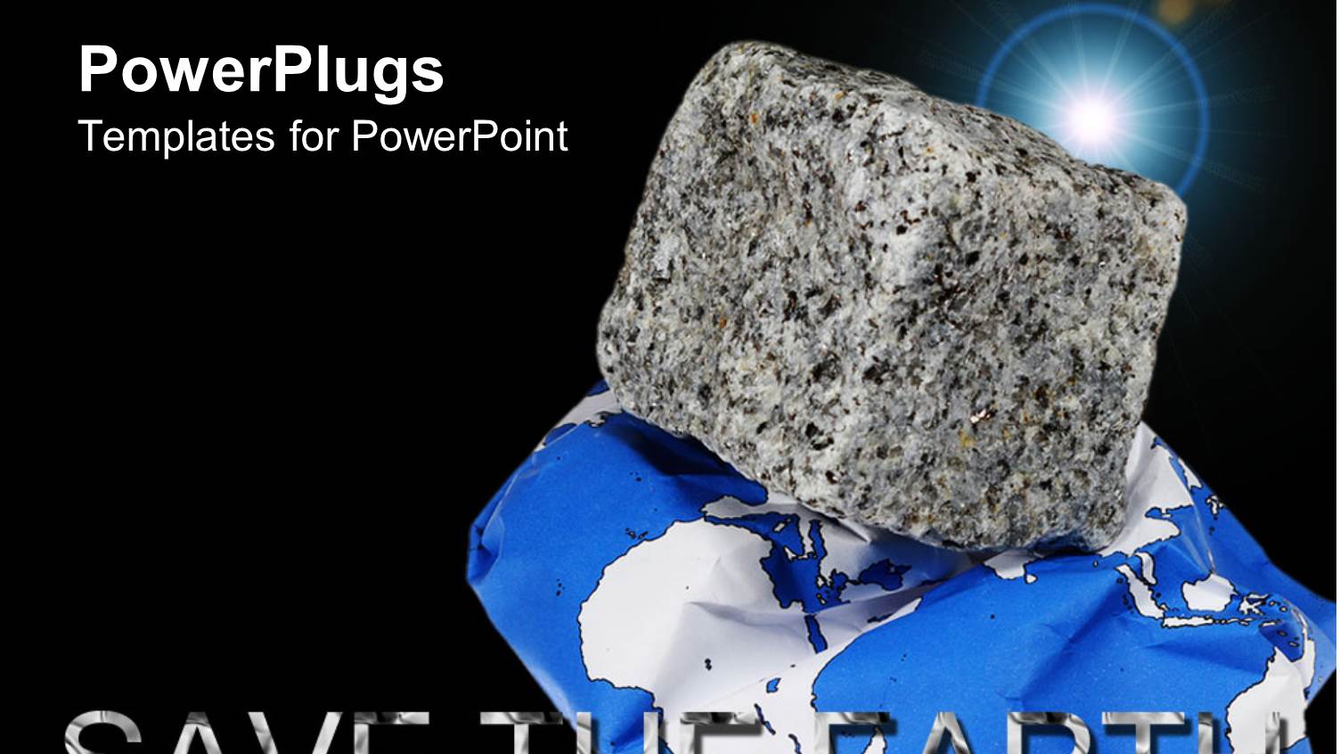 Moon Shining on Black Background with Rock on Blue and White Map