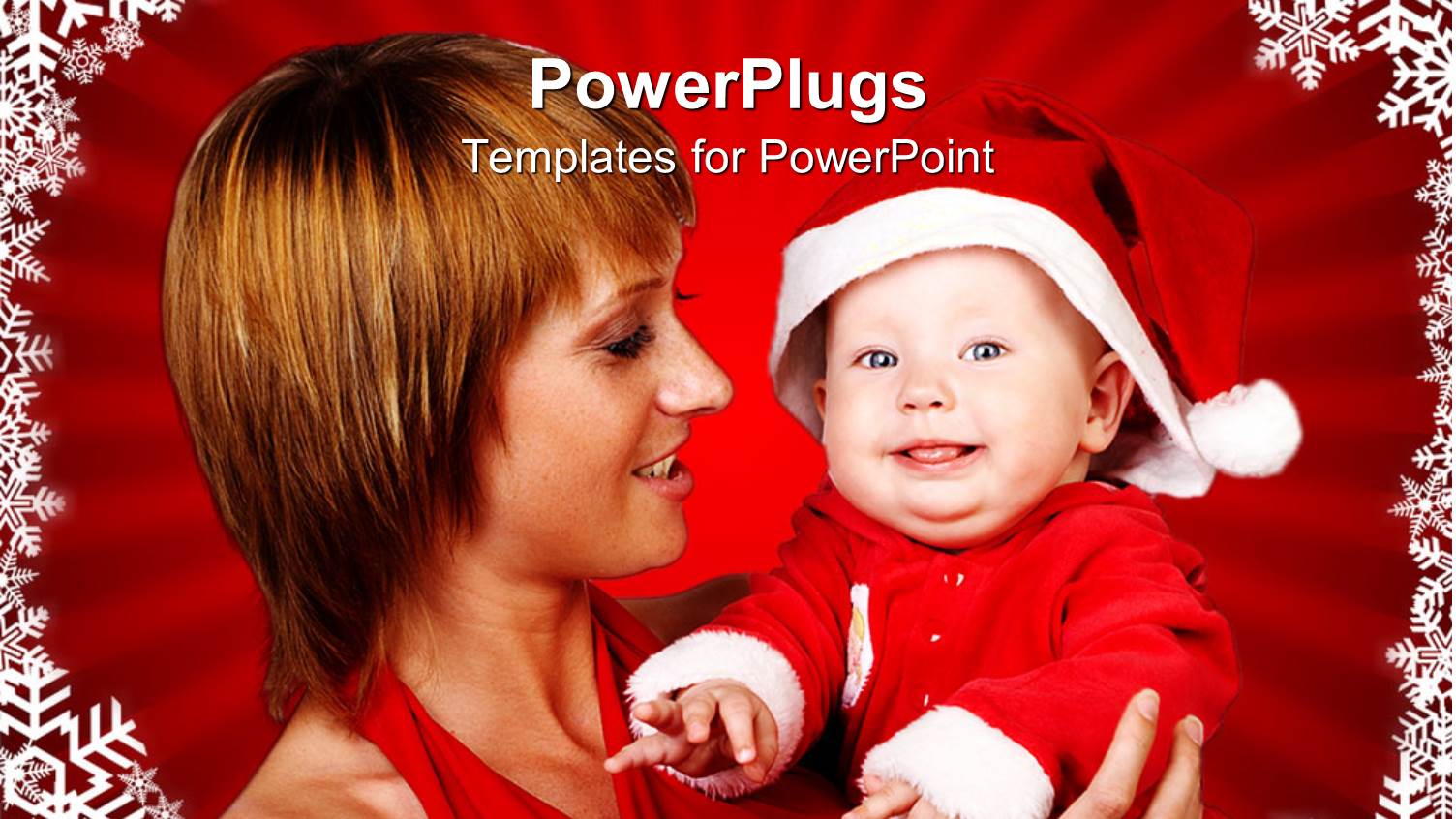 a Mother and her Baby Wearing a Christmas Cap