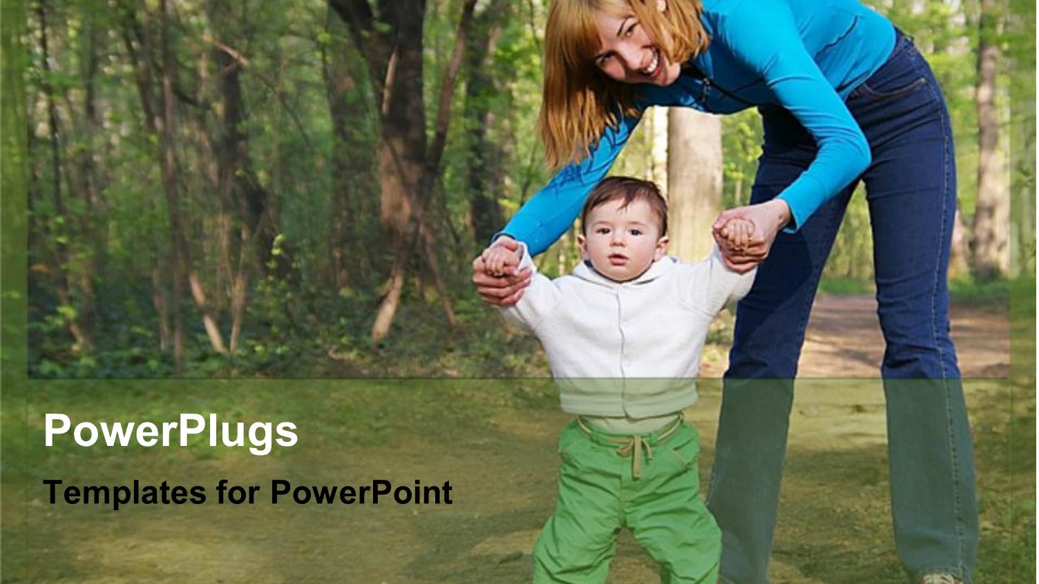 Mother and her Child Standing Happily in the Woods