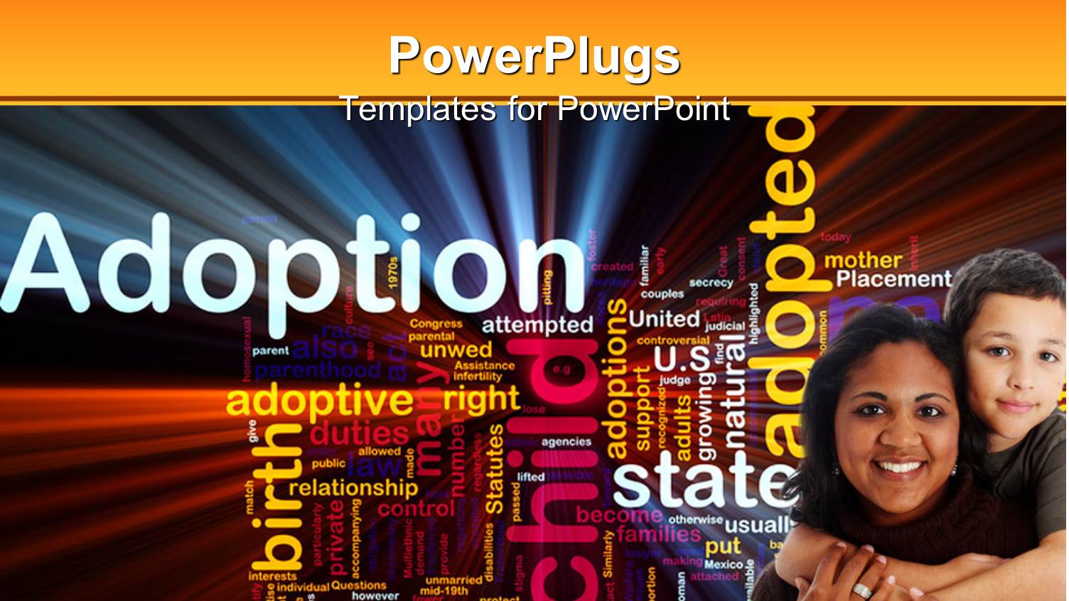 Mother Holding her Son and an Adoption Text Beside